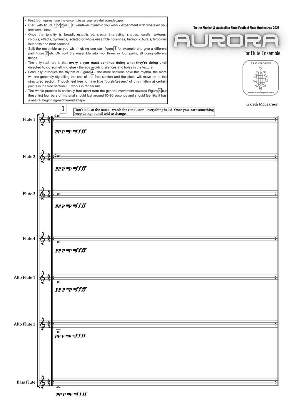 Aurora | Contemporary Flute Orchestra Sheet Music — Gareth McLearnon